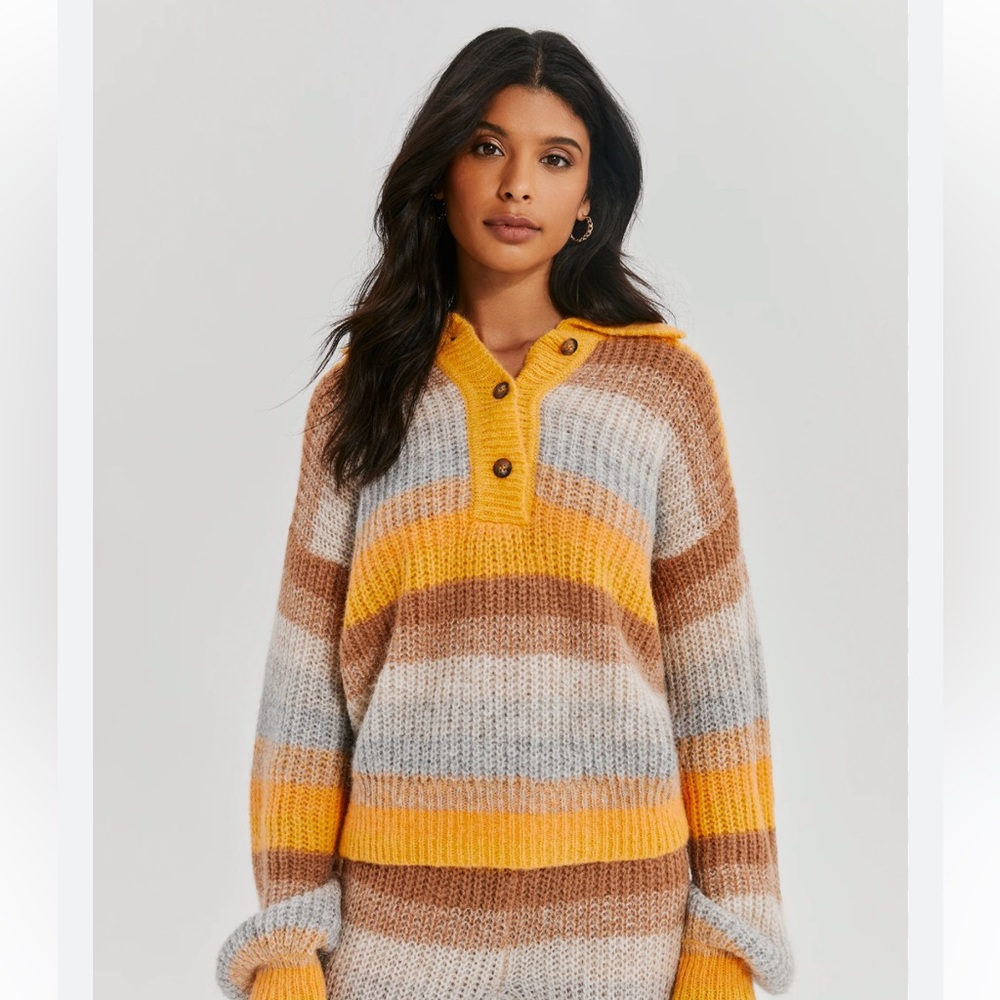 Something Navy Striped Polo Sweater
